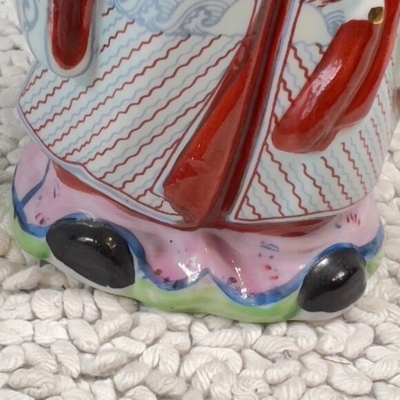 Chinese Famille Rose Porcelain Fu Lu Shou Figurine FU God Of Good Fortune 6.5" - Picture 9 of 15